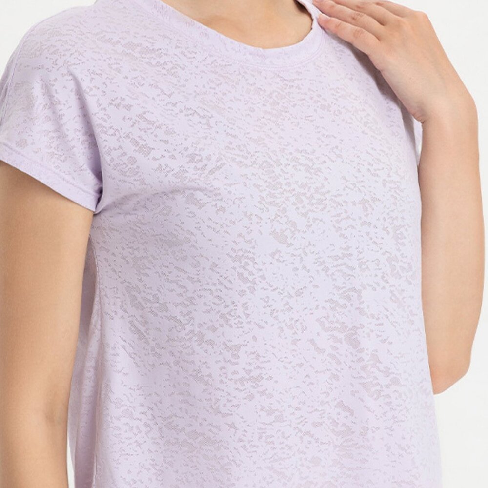 New yoga clothes women breathable jacquard slit lacing yoga blouse sports blouse